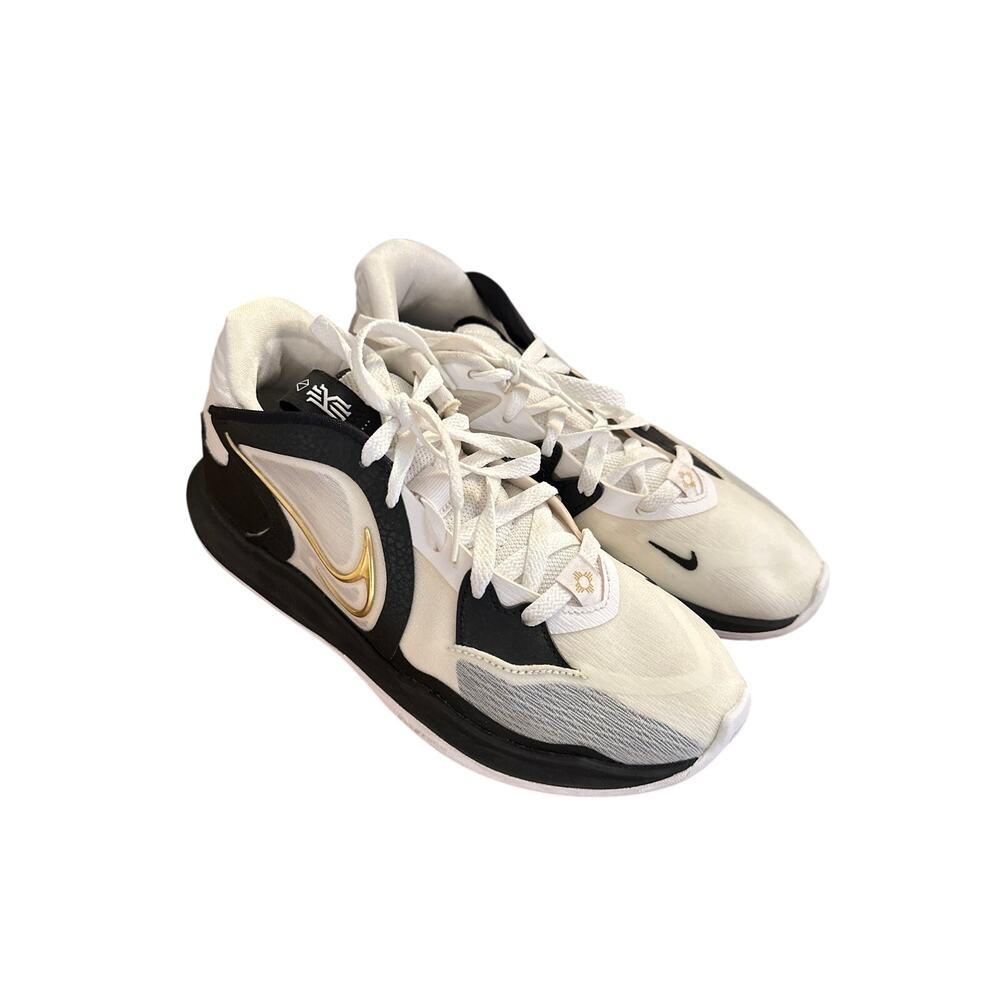 Men 7.5 Nike Kyrie Low 5 White Gold Sneakers Shoes DJ6012-101 Lace-Up Basketball